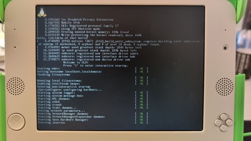 One Laptop per Child's vintage OLPC XO-1 booting